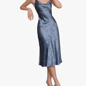 Elegant Blue Satin Slip Dress